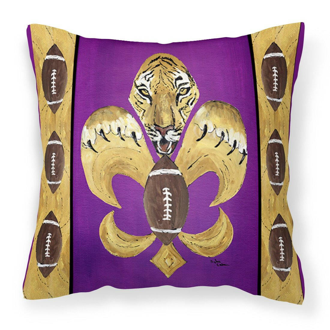 Tiger Football Fleur de lis Fabric Decorative Pillow 8205PW1414 - the-store.com