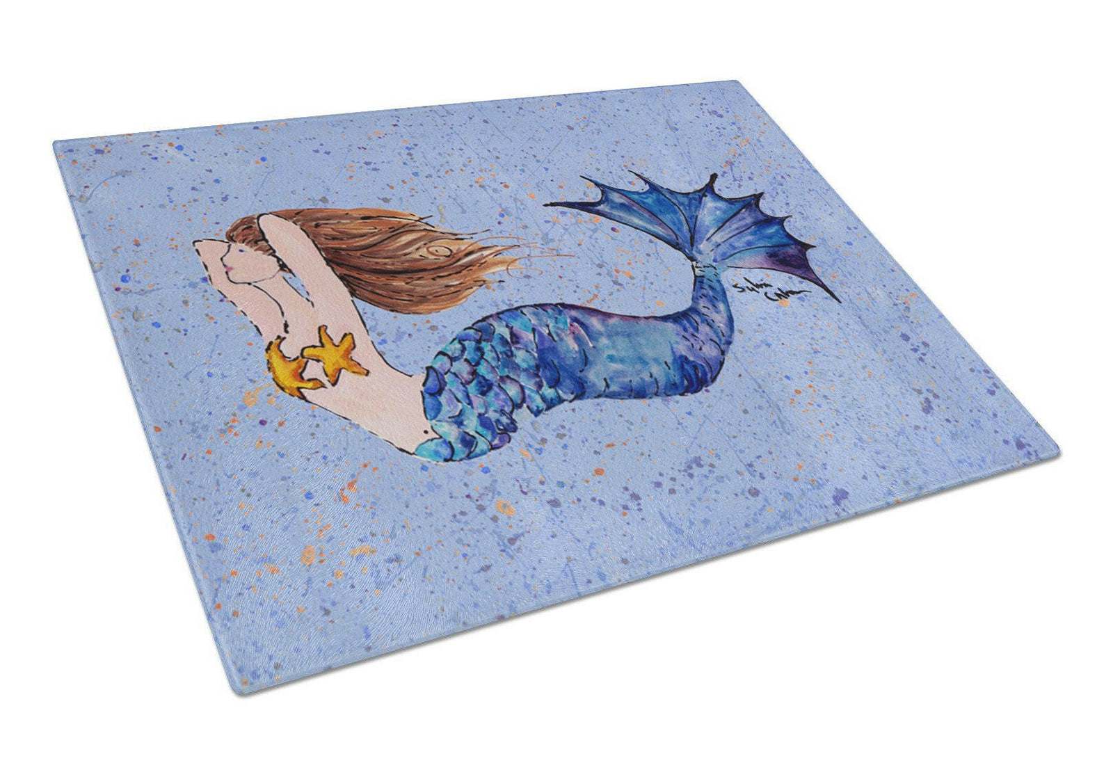 Mermaid  Glass Cutting Board Large by Caroline's Treasures