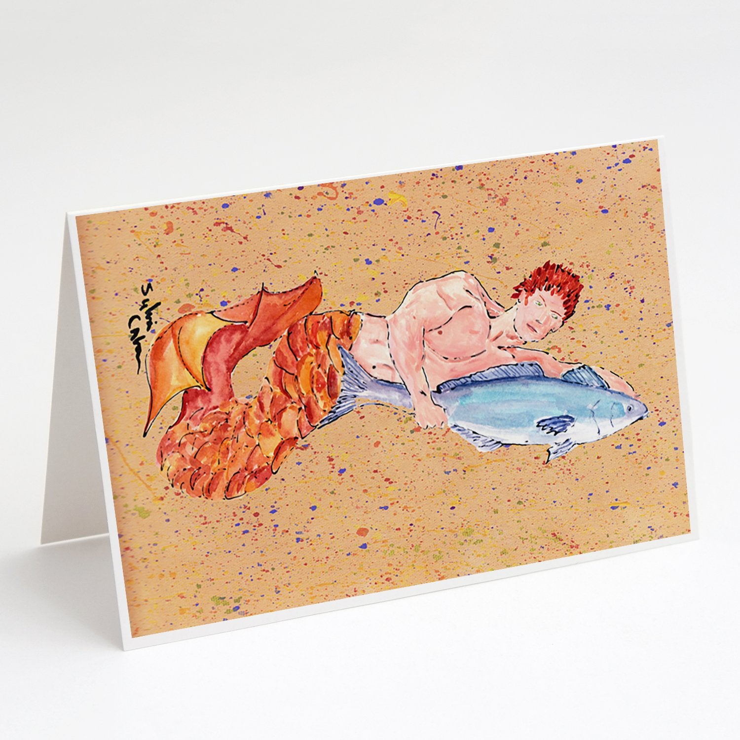 Buy this Red Headed Ginger Merman Greeting Cards and Envelopes Pack of 8
