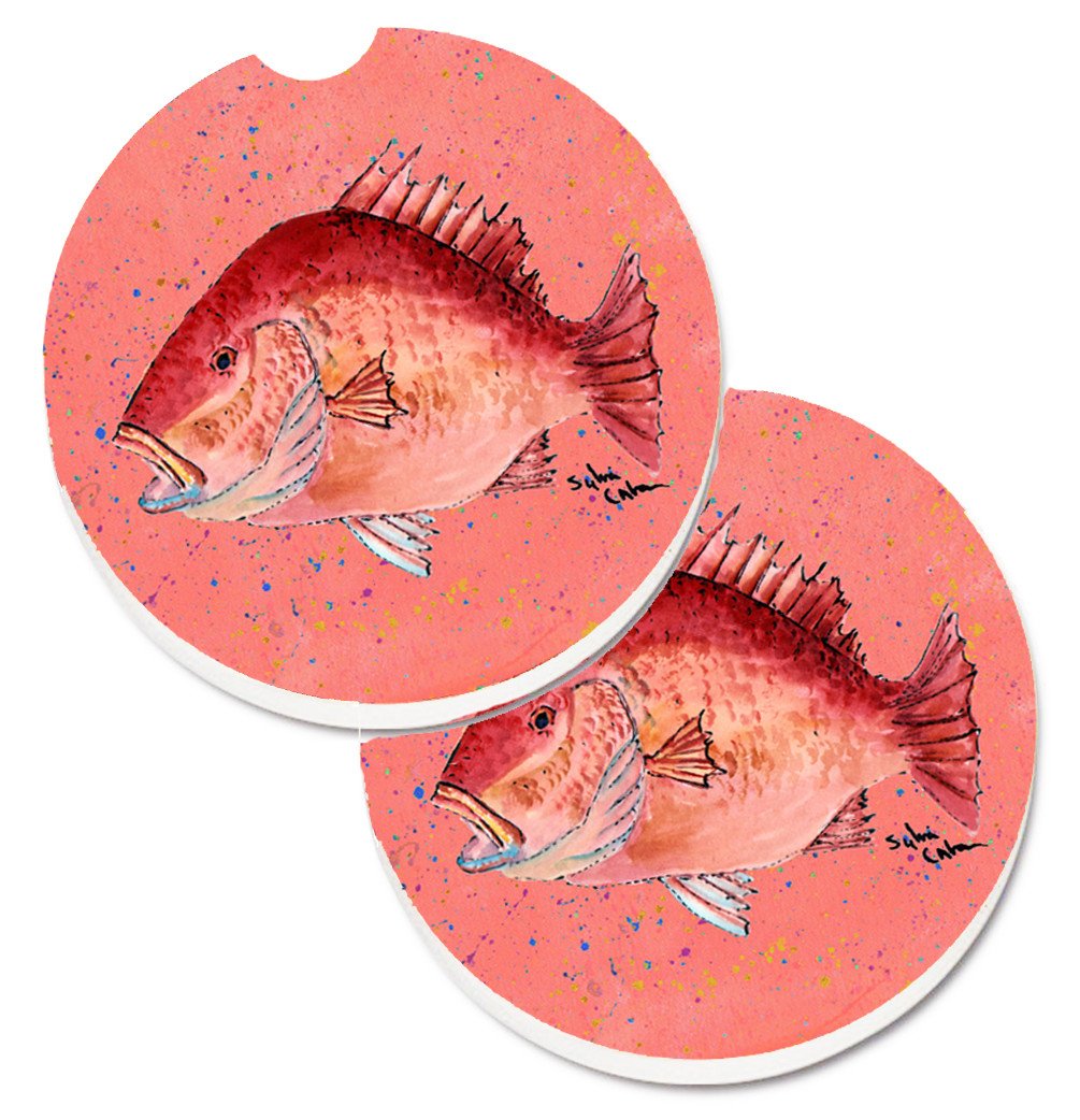 Strawberry Snapper Set of 2 Cup Holder Car Coasters 8351CARC by Caroline&#39;s Treasures