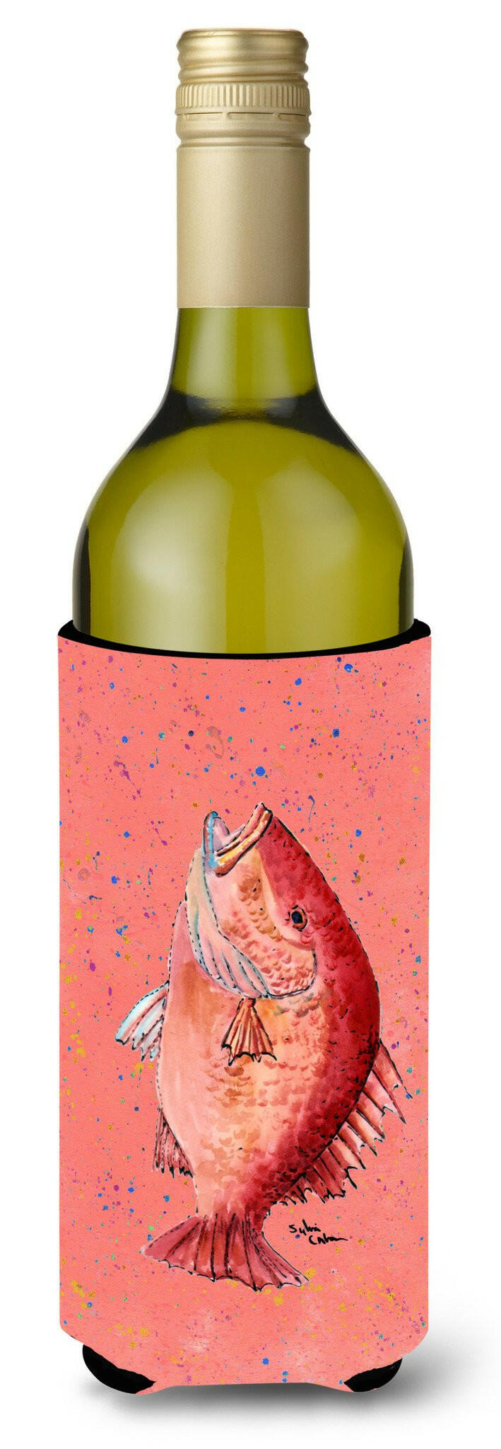 Fish Strawberry Snapper Wine Bottle Beverage Insulator Beverage Insulator Hugger by Caroline's Treasures