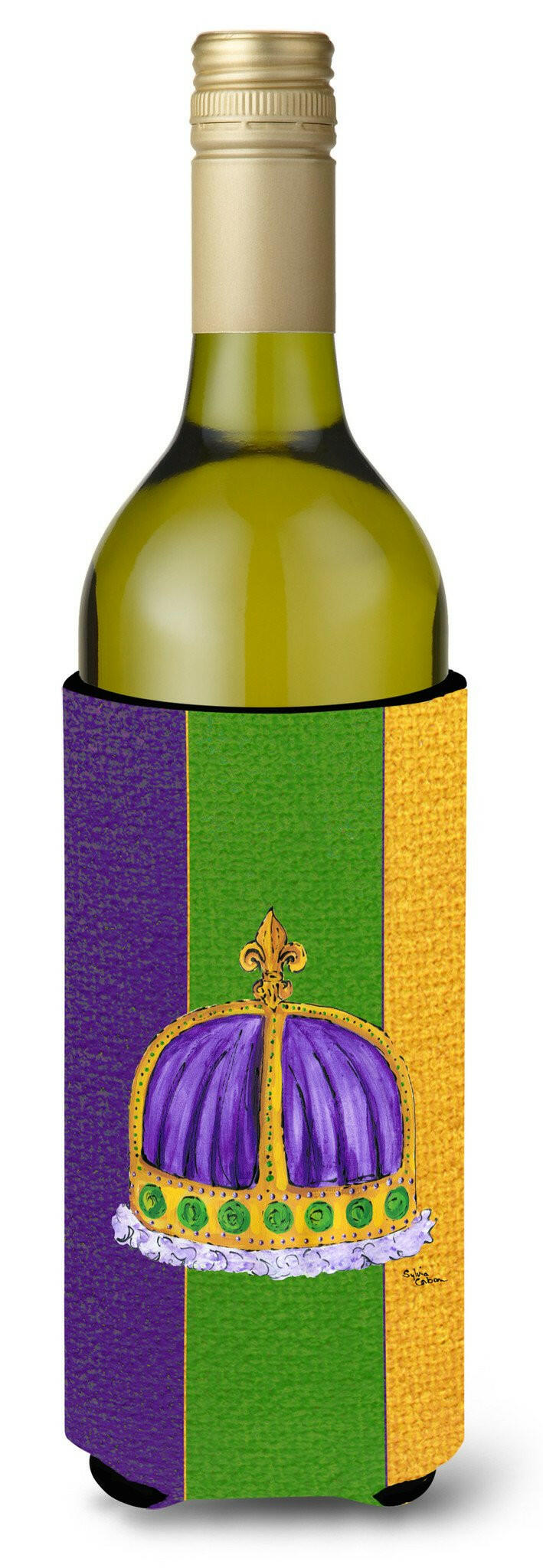 King's Crown Mardi Gras Wine Bottle Beverage Insulator Beverage Insulator Hugger by Caroline's Treasures