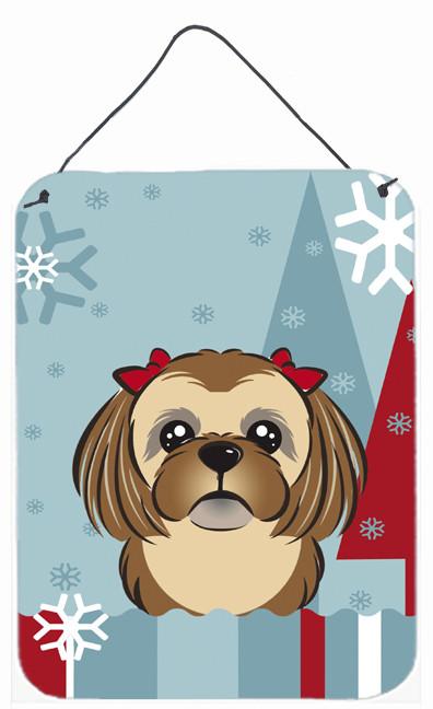 Winter Holiday Chocolate Brown Shih Tzu Wall or Door Hanging Prints BB1745DS1216 by Caroline's Treasures