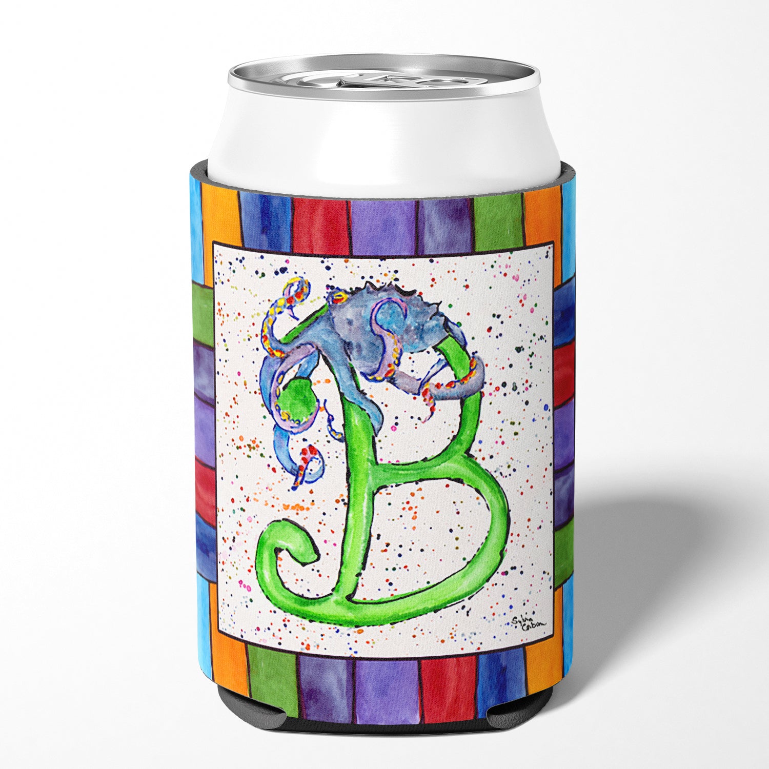 Letter B with Octupus Can or Bottle Beverage Insulator Hugger.