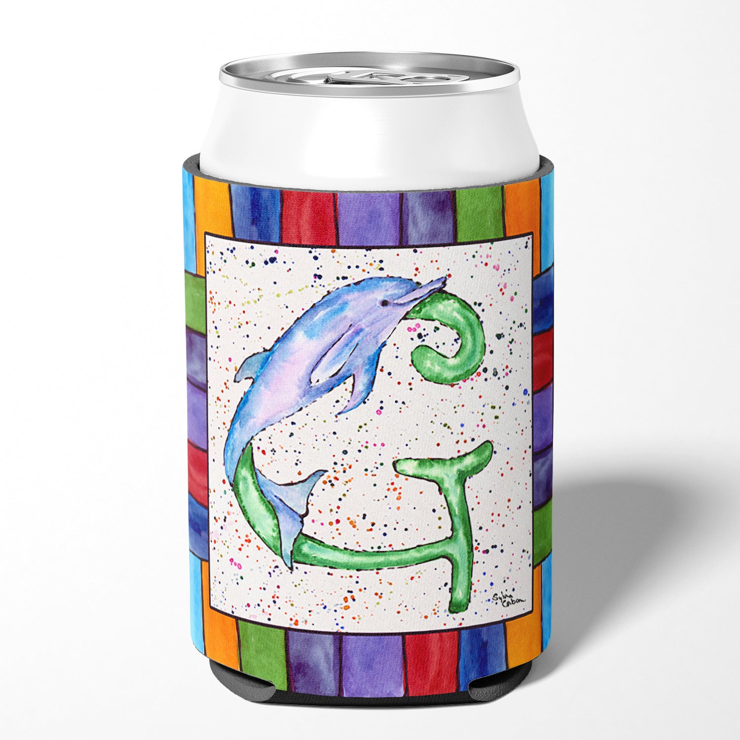 Letter G with Dolphin Can or Bottle Beverage Insulator Hugger 8430.