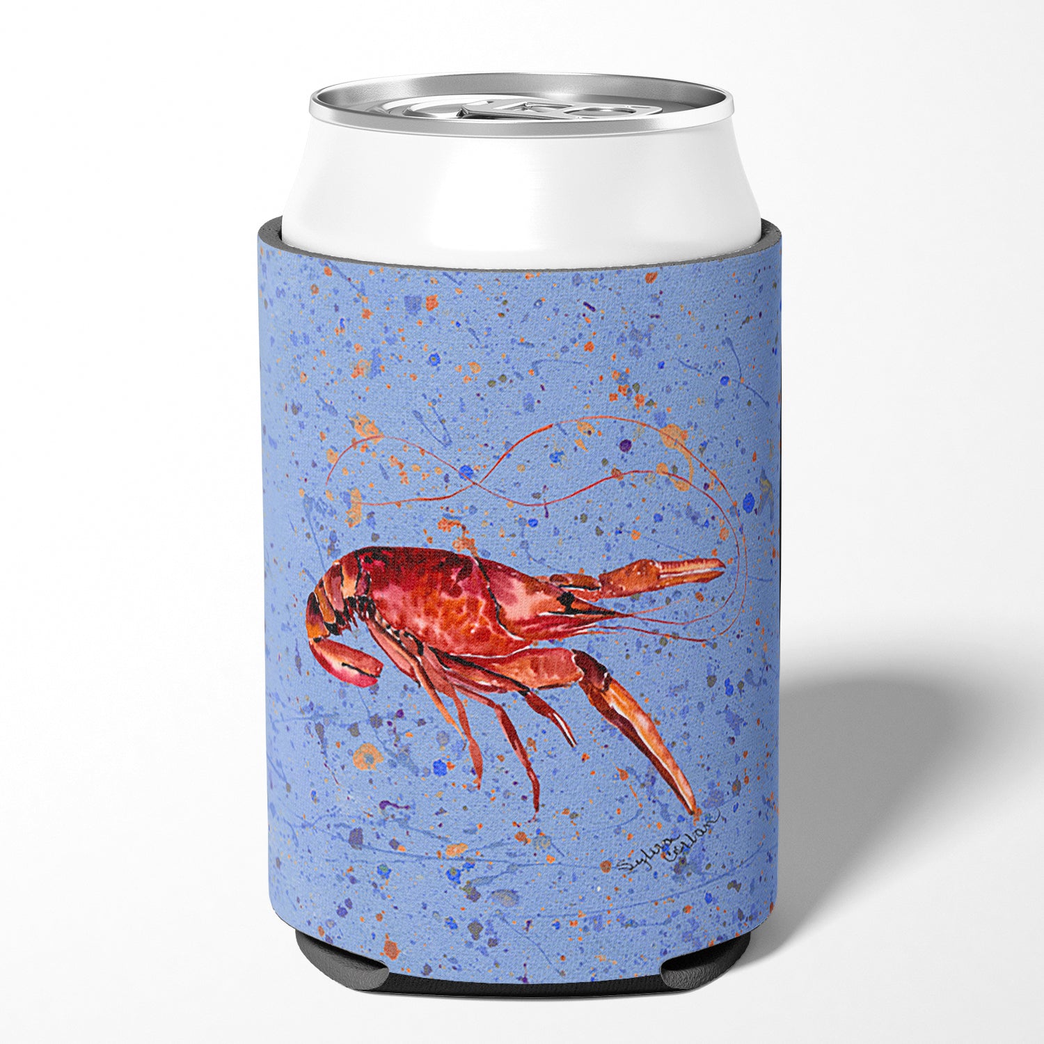 Crawfish on blue Can or Bottle Beverage Insulator Hugger.