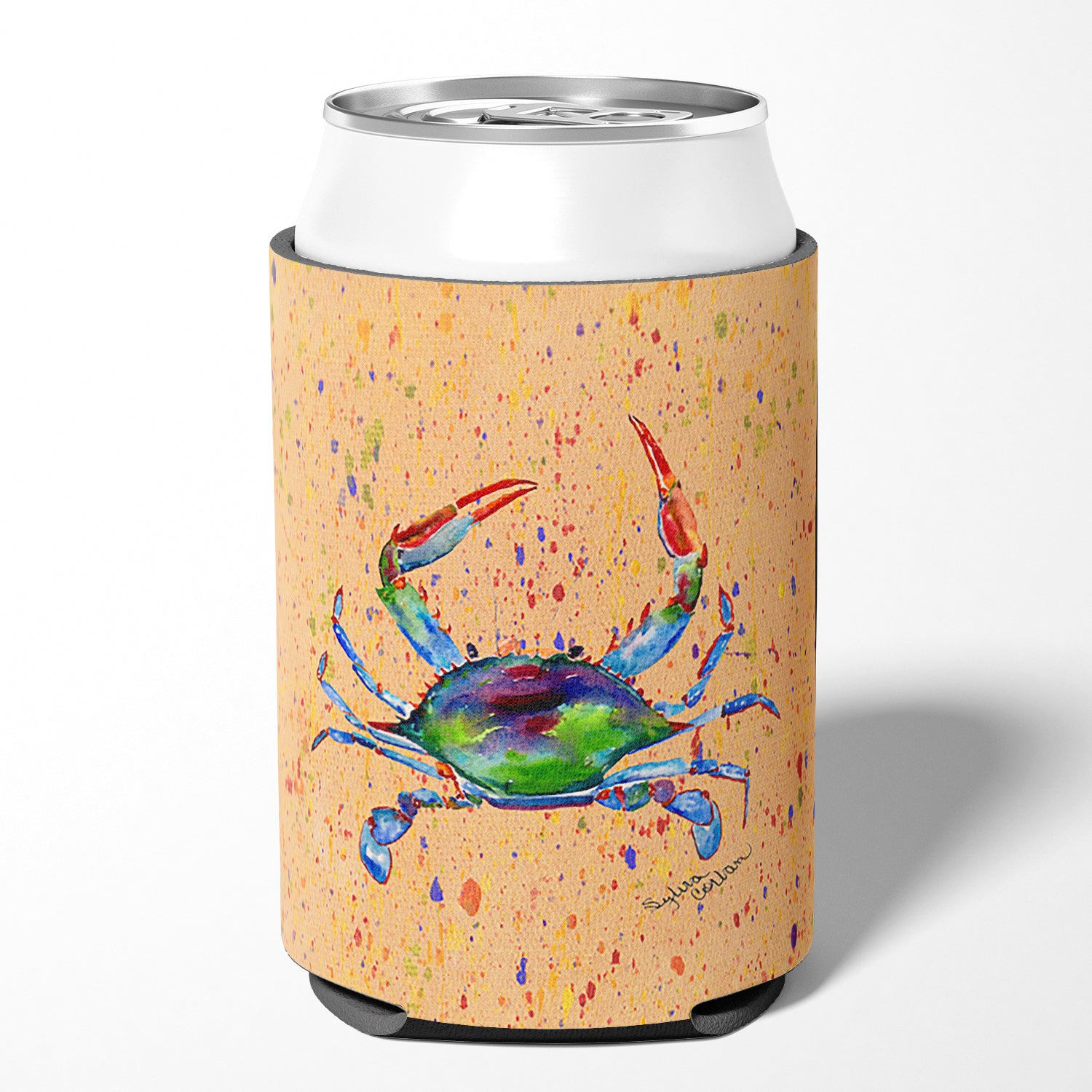 Crab on Coral Can or Bottle Beverage Insulator Hugger.