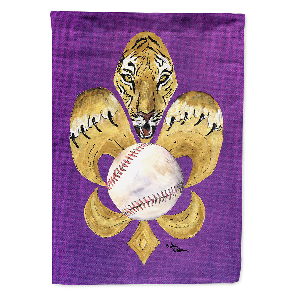 Tiger Fleur de lis Baseball Flag Canvas House Size