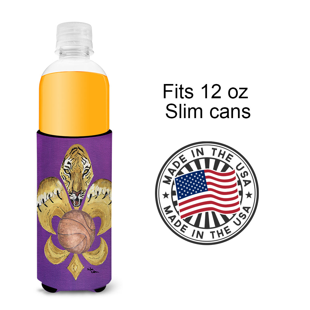 Tiger Fleur de lis Basketball Ultra Beverage Insulators for slim cans 8478MUK.