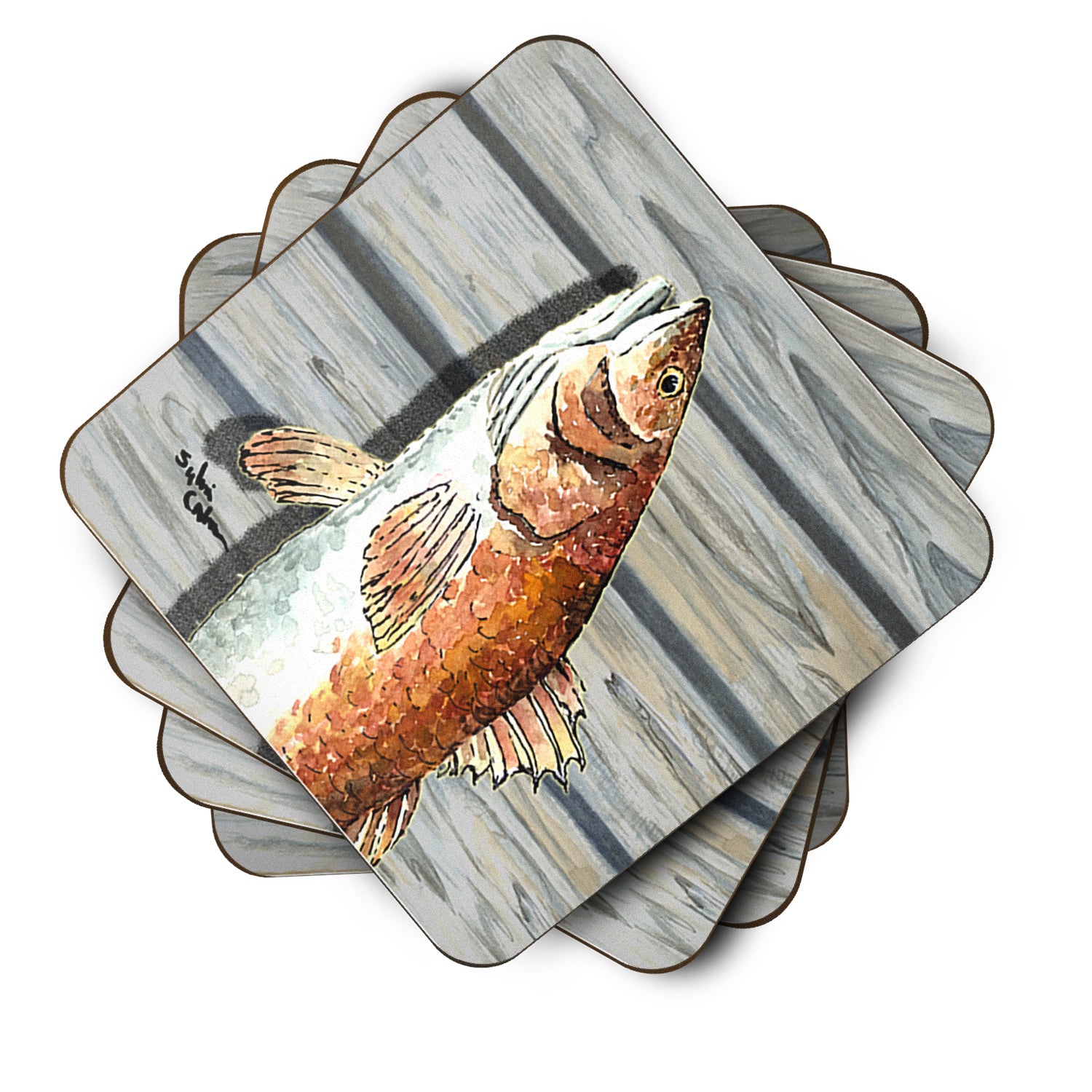Set of 4 Red Fish Foam Coasters - the-store.com