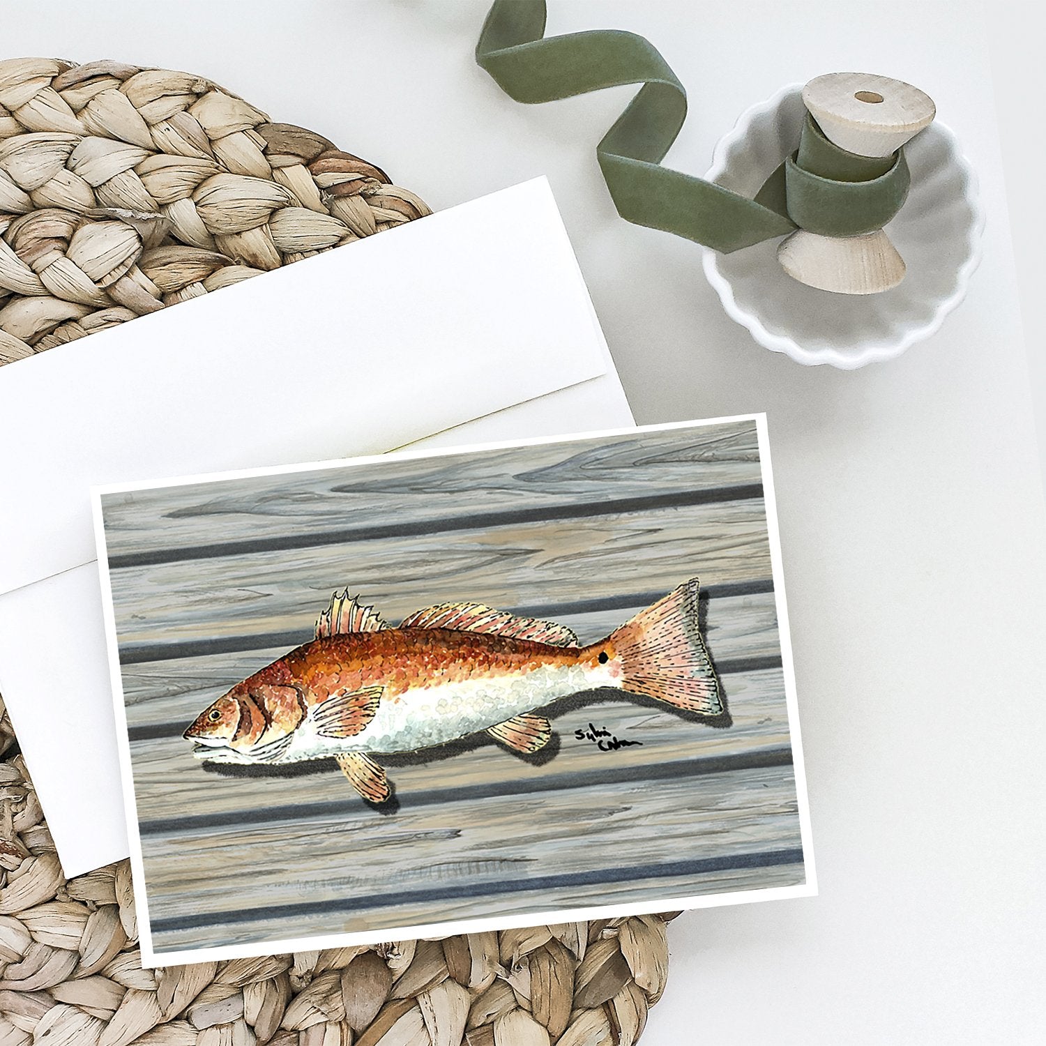 Buy this Fish Red Fish Greeting Cards and Envelopes Pack of 8