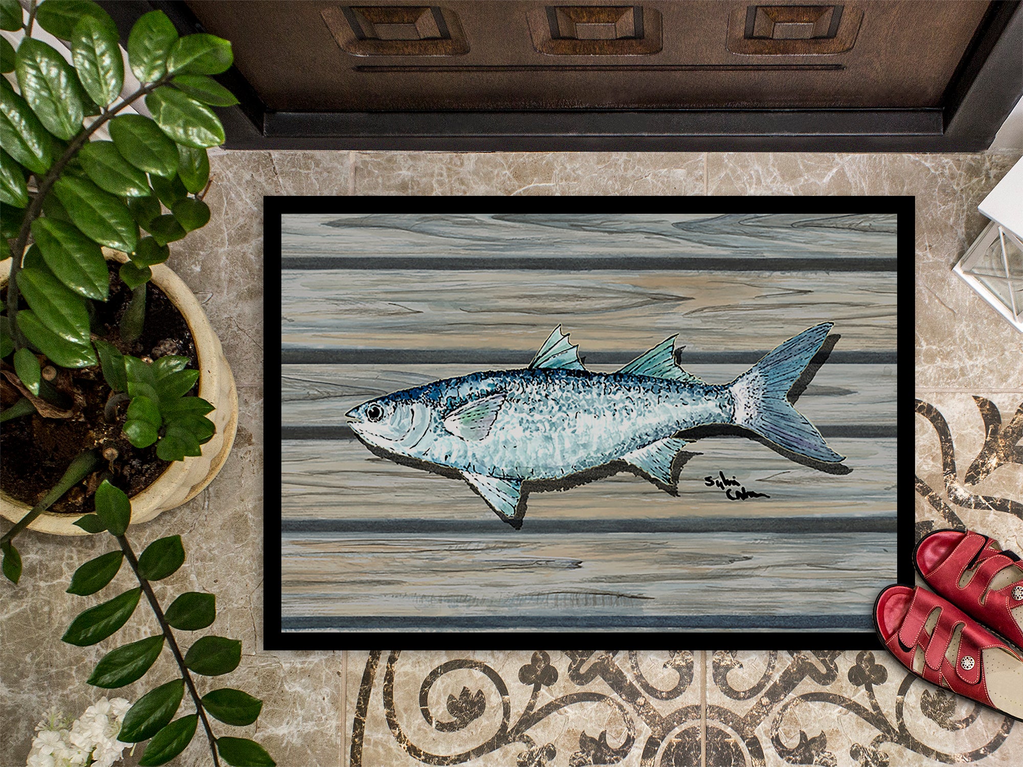 Fish Mullet Indoor or Outdoor Mat 18x27 8490 Doormat - the-store.com