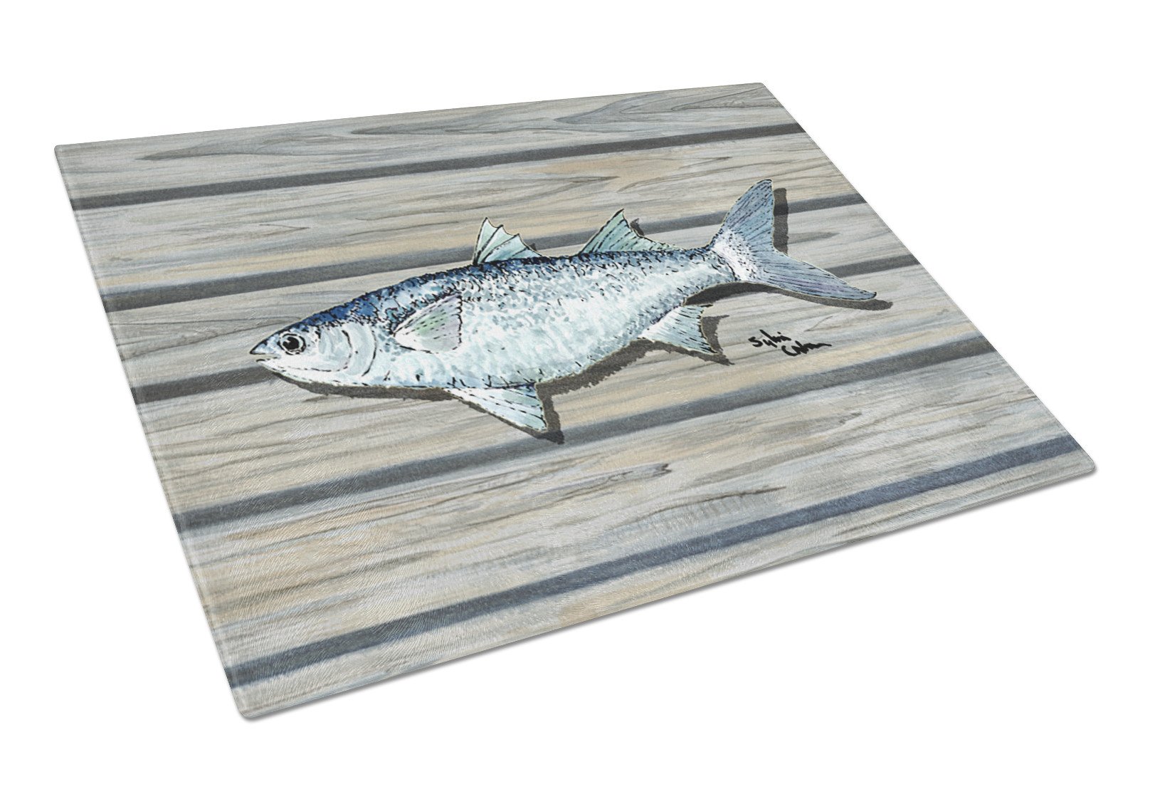 Fish Mullet Glass Cutting Board Large by Caroline's Treasures