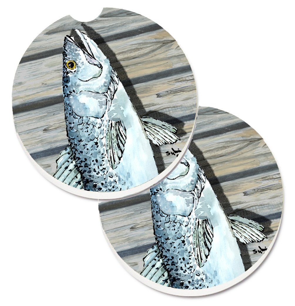 Fish Speckled Trout Set of 2 Cup Holder Car Coasters 8494CARC by Caroline's Treasures