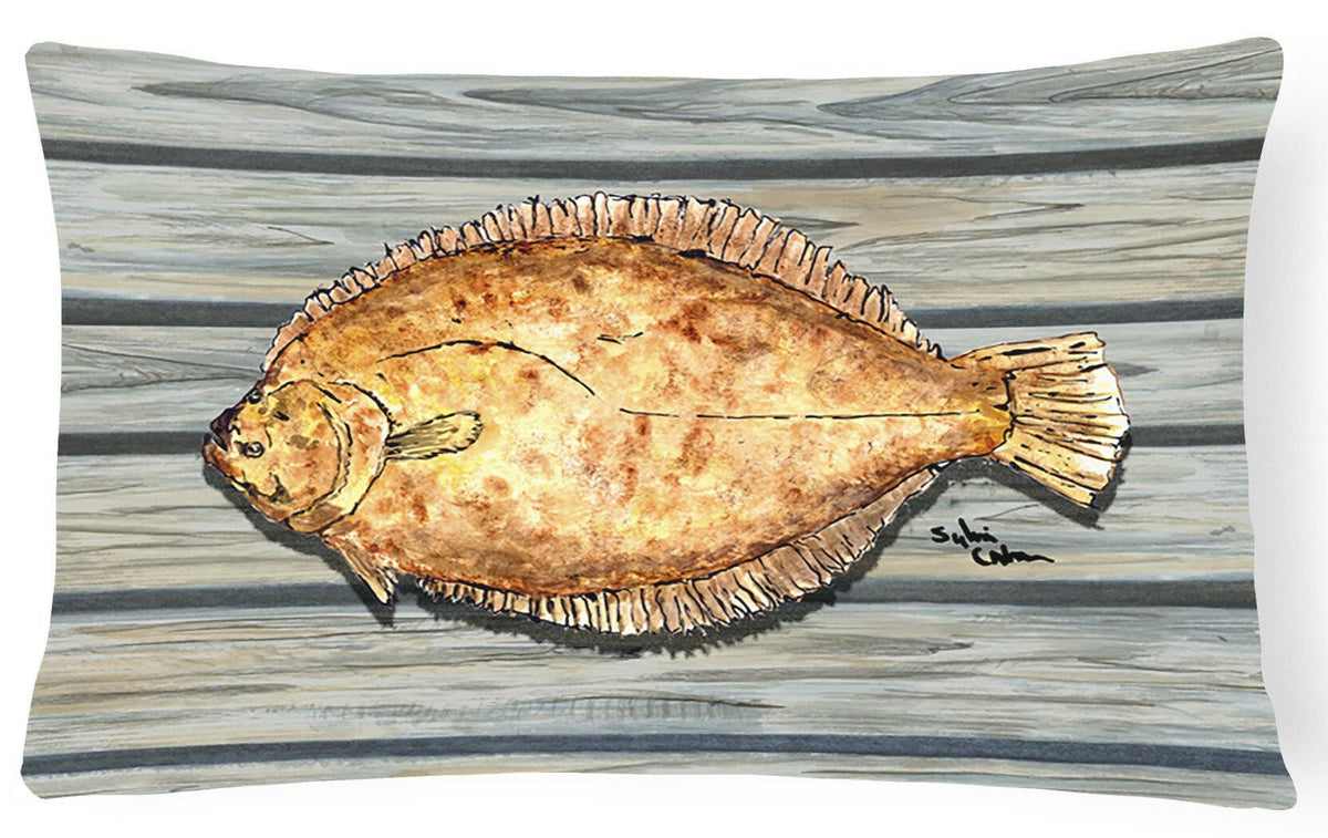 Fish Flounder   Canvas Fabric Decorative Pillow by Caroline&#39;s Treasures