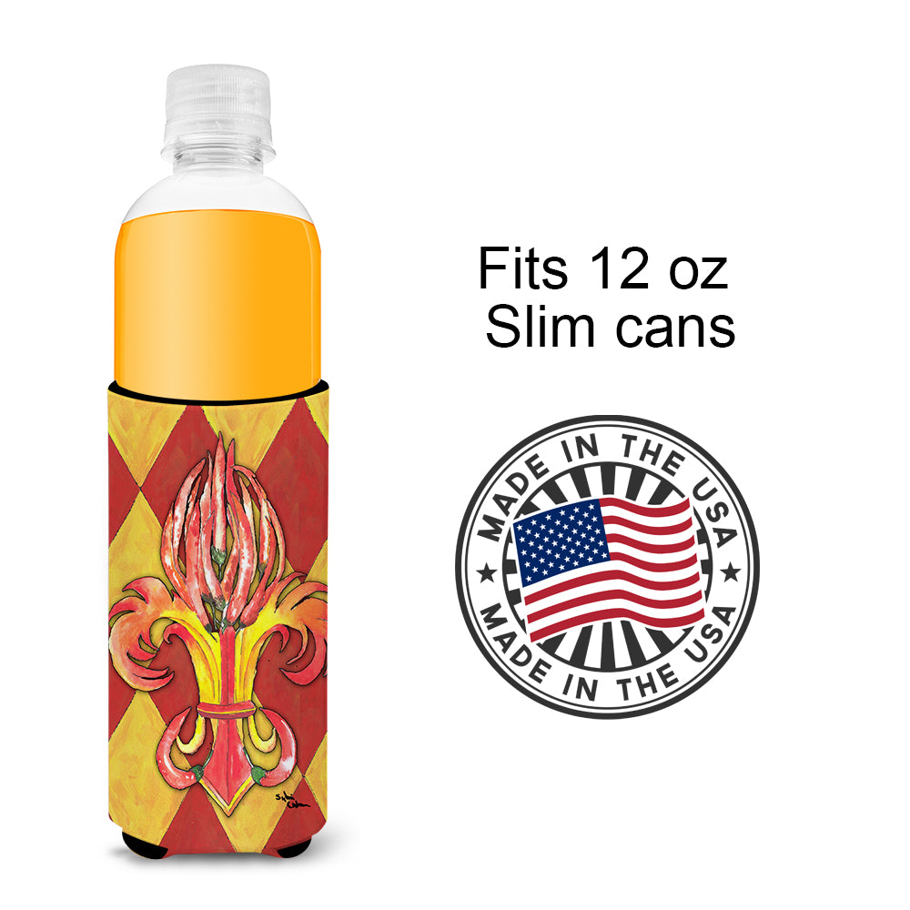 Hot Peppers Fleur de lis Ultra Beverage Insulators for slim cans 8499MUK.