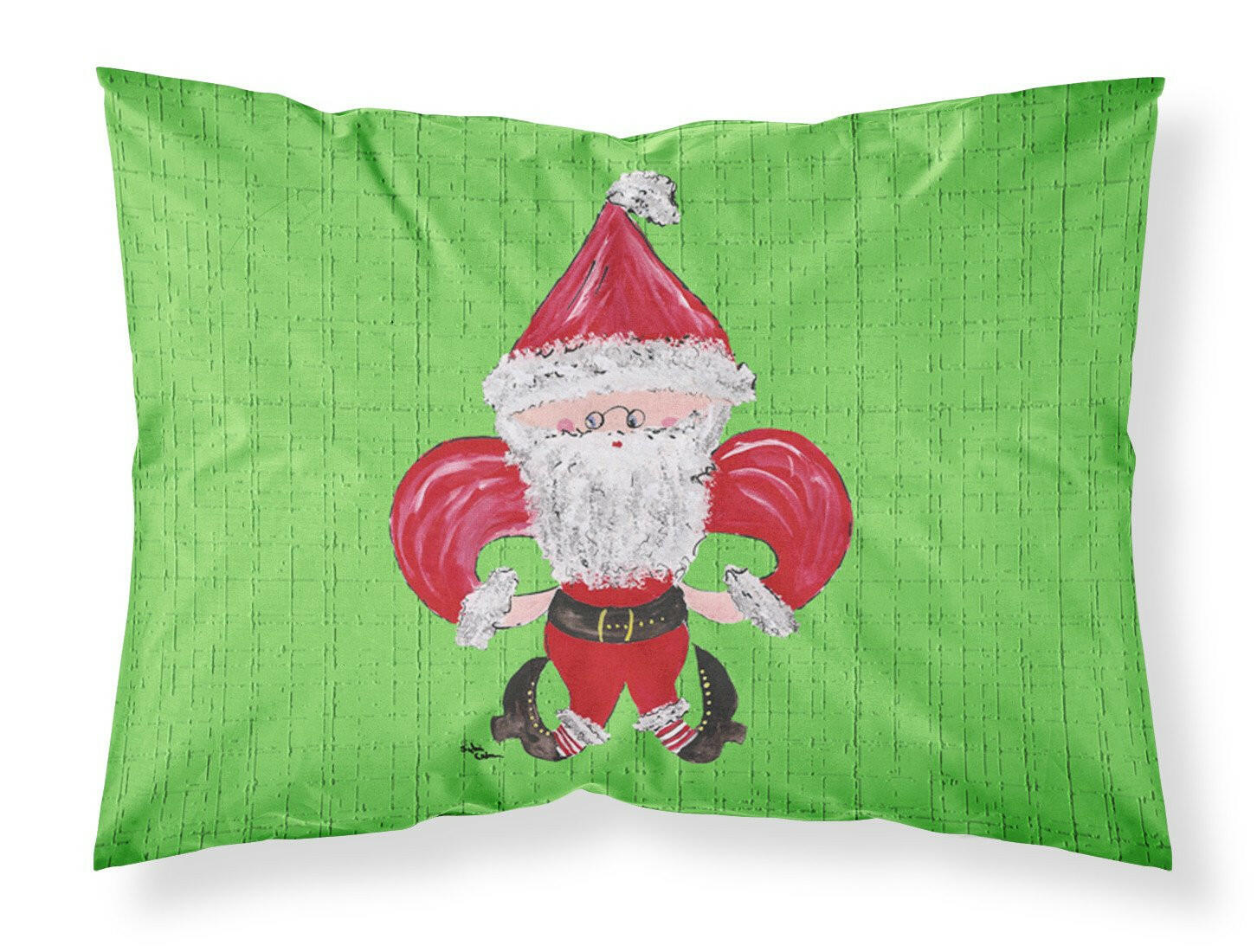 Christmas Fleur de lis Santa Claus Moisture wicking Fabric standard pillowcase by Caroline's Treasures