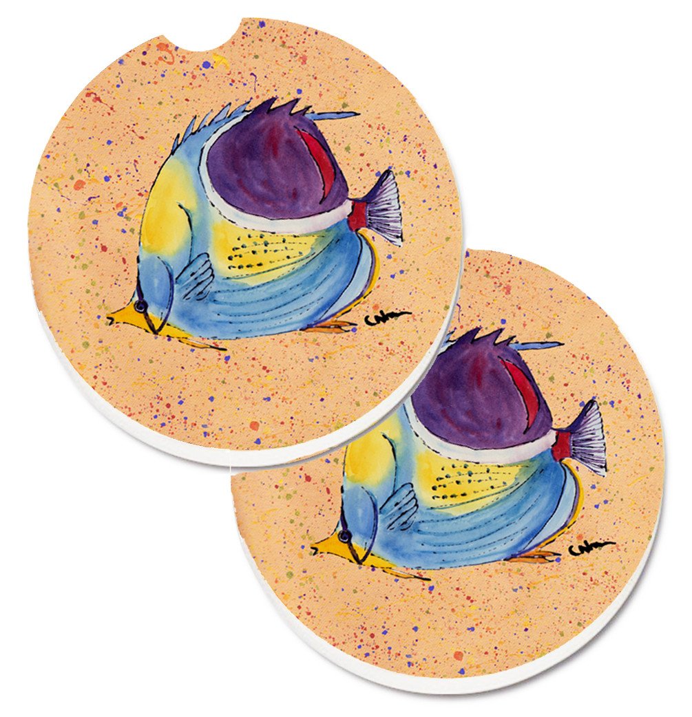 Tropical Fish Set of 2 Cup Holder Car Coasters 8529CARC by Caroline's Treasures