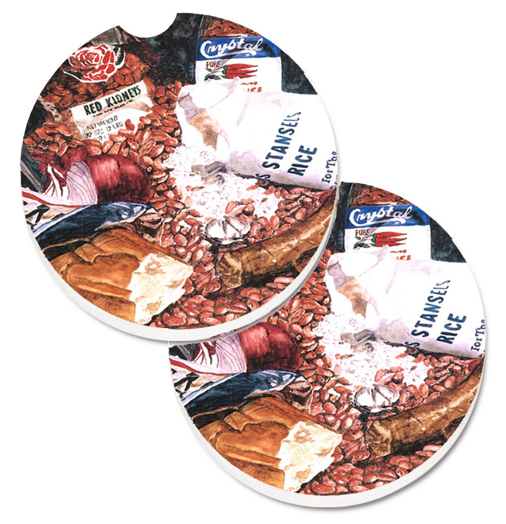 Red Beans and Rice Set of 2 Cup Holder Car Coasters 8536CARC by Caroline's Treasures
