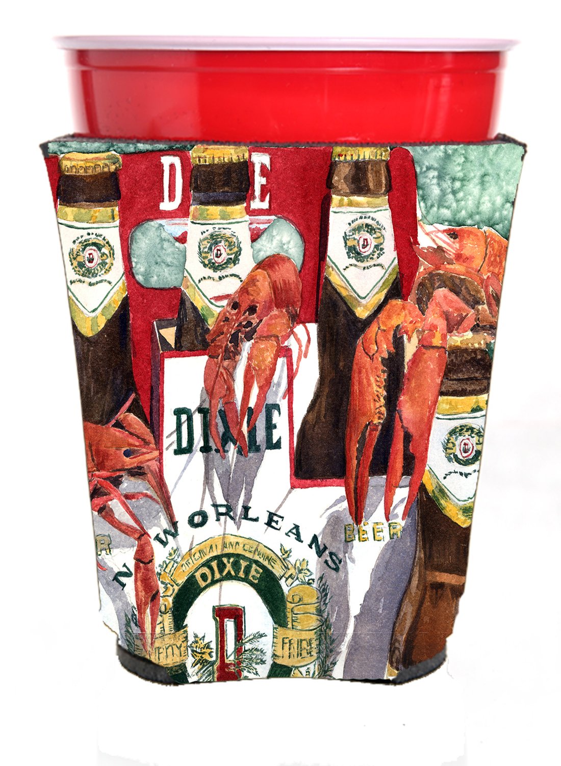 Dixie Beer and Crawfish Solo Cup Hugger by Caroline&#39;s Treasures
