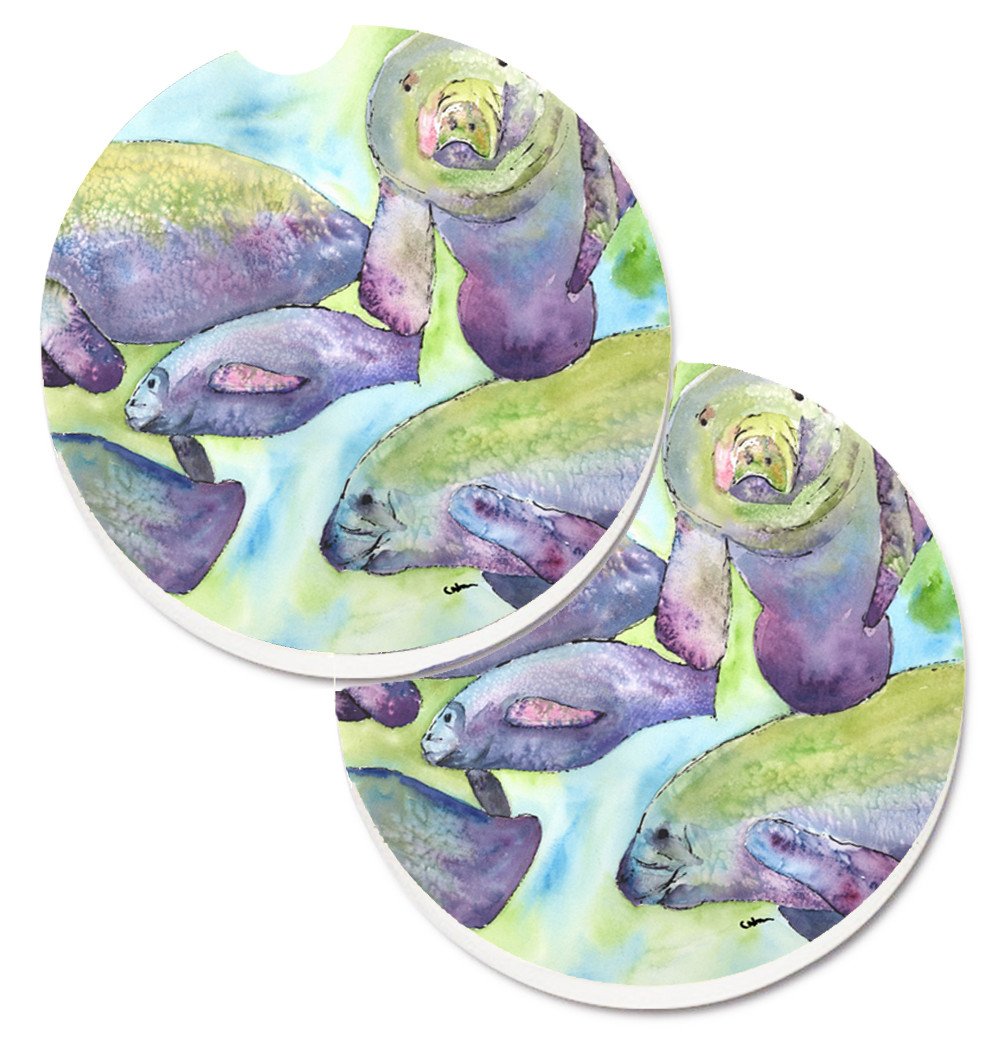 Manatee Set of 2 Cup Holder Car Coasters 8544CARC by Caroline's Treasures