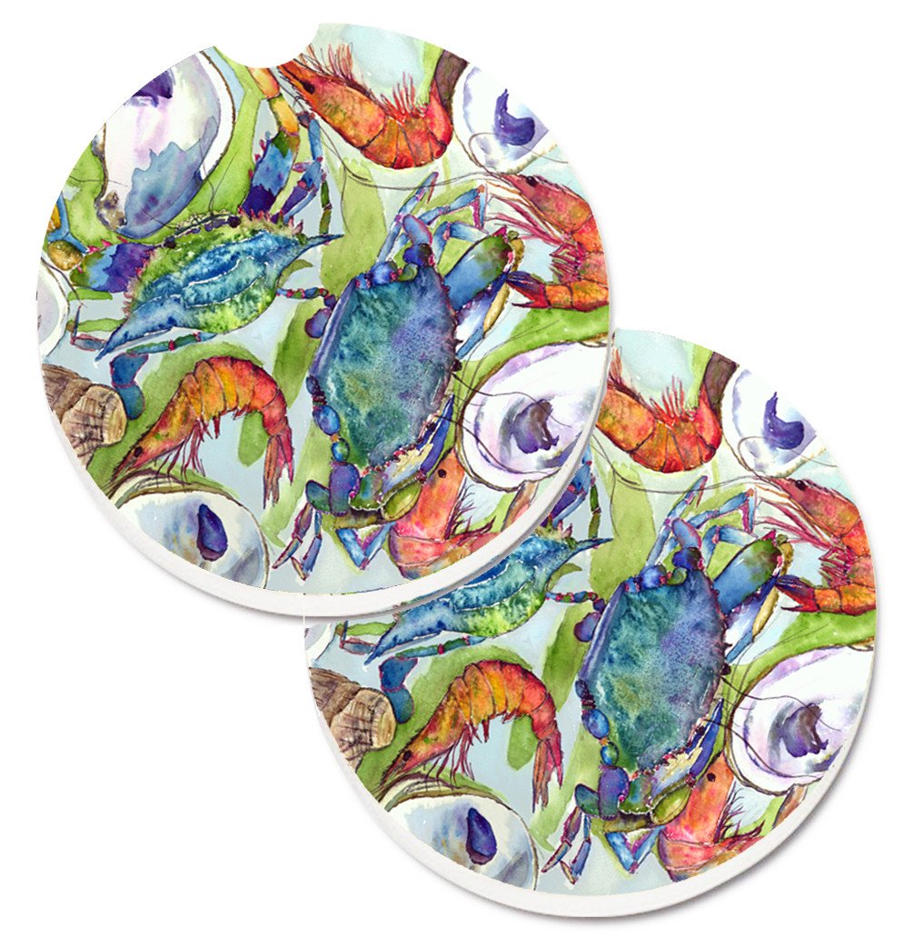 Crab Set of 2 Cup Holder Car Coasters 8547CARC by Caroline's Treasures