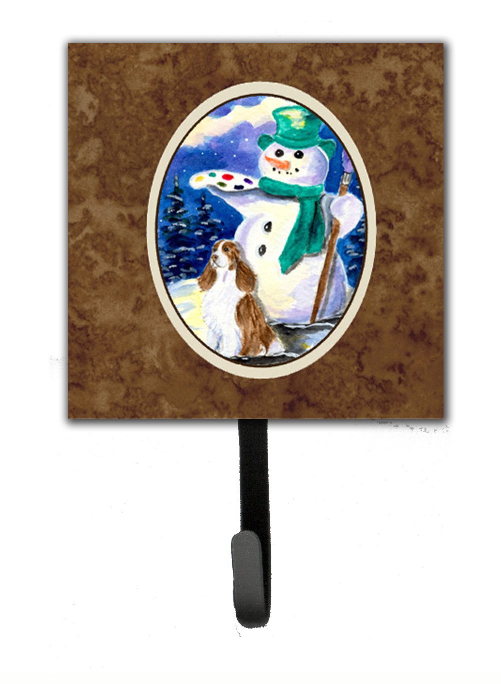 Artist Snowman with Springer Spaniel Leash Holder or Key Hook by Caroline's Treasures