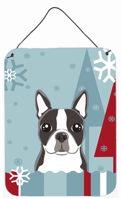 Winter Holiday Boston Terrier Wall or Door Hanging Prints BB1699DS1216 by Caroline's Treasures