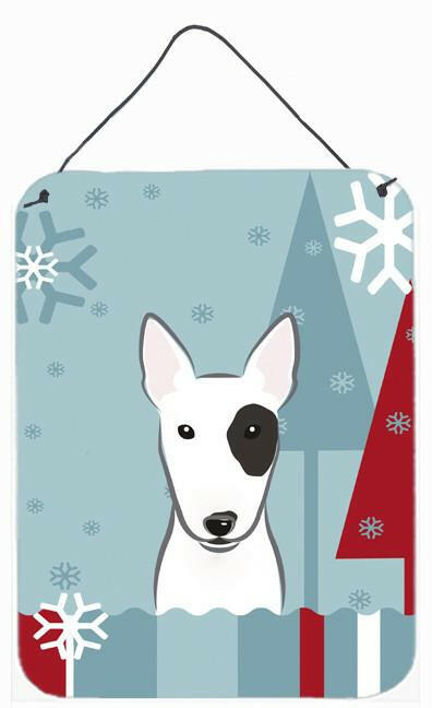 Winter Holiday Bull Terrier Wall or Door Hanging Prints BB1705DS1216 by Caroline's Treasures