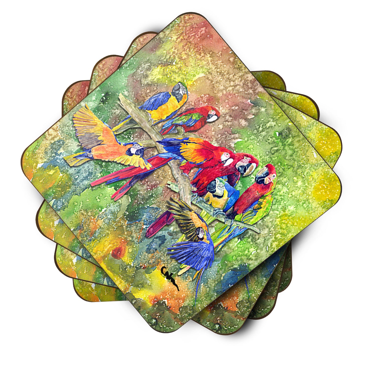 Set of 4 Bird - Parrot Foam Coasters - the-store.com