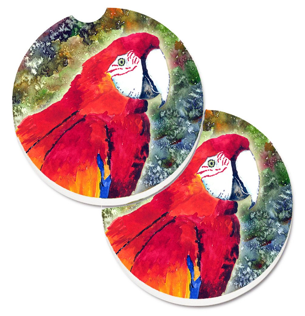 Parrot  Parrot Head Set of 2 Cup Holder Car Coasters 8603CARC by Caroline's Treasures