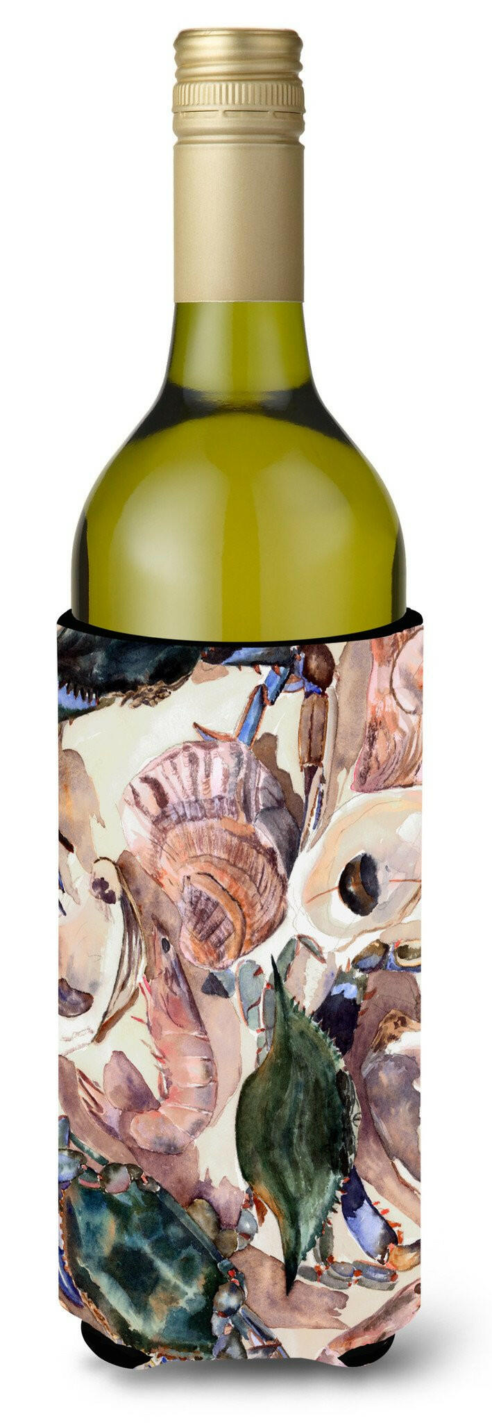 Crab and Oysters Wine Bottle Beverage Insulator Beverage Insulator Hugger by Caroline's Treasures