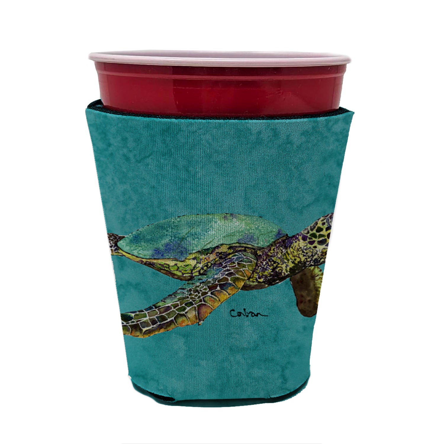 Turtle  Red Cup Beverage Insulator Hugger