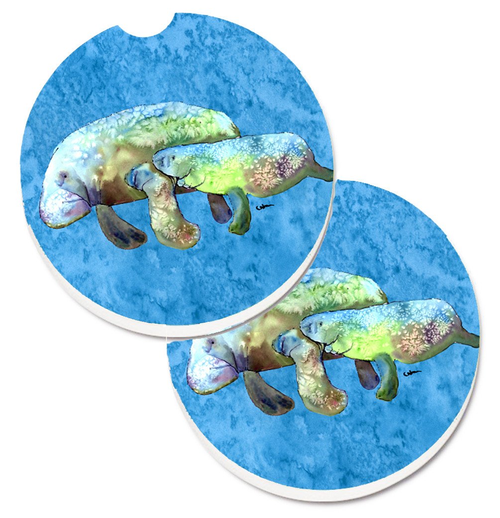 Manatee Set of 2 Cup Holder Car Coasters 8660CARC by Caroline's Treasures