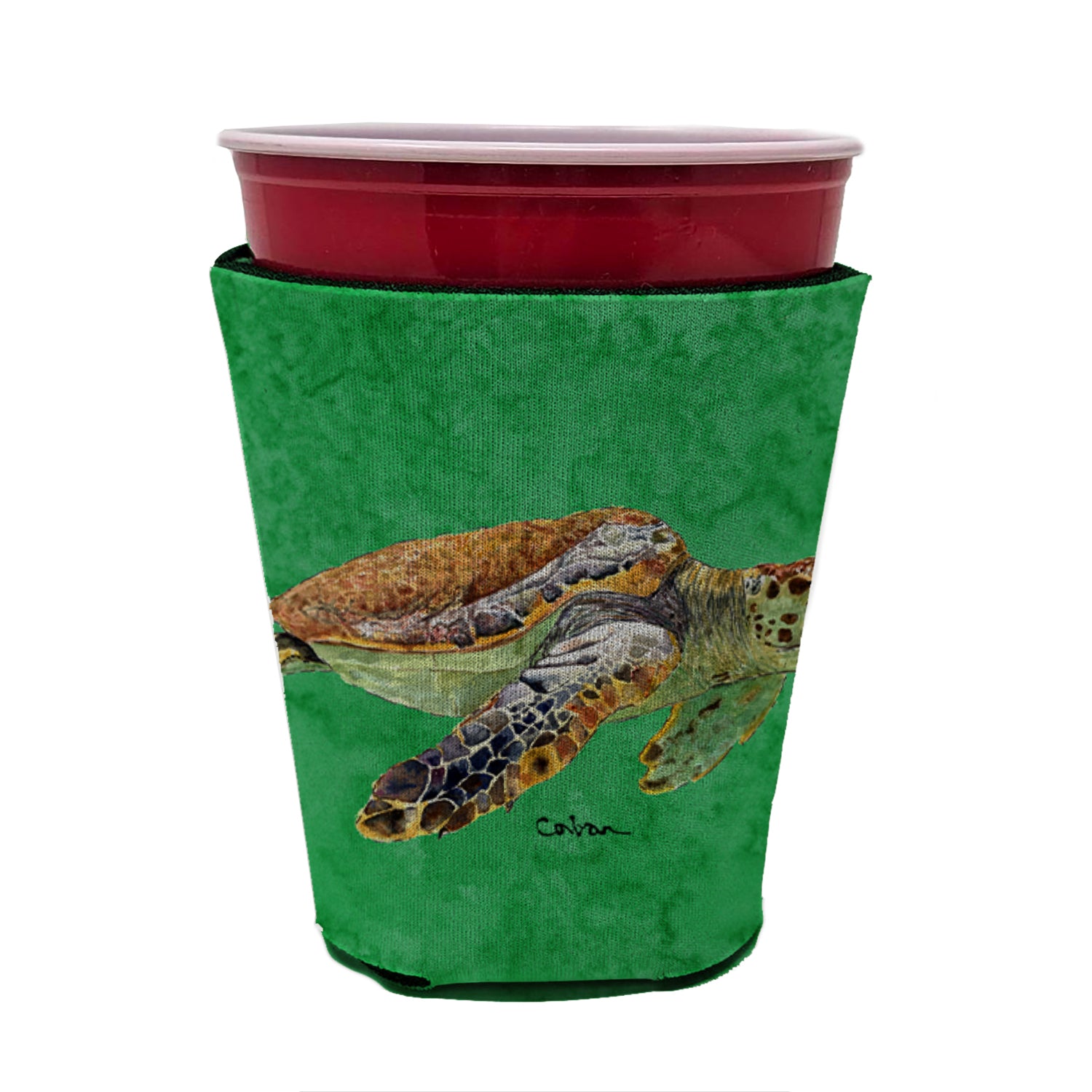 Turtle  Red Cup Beverage Insulator Hugger