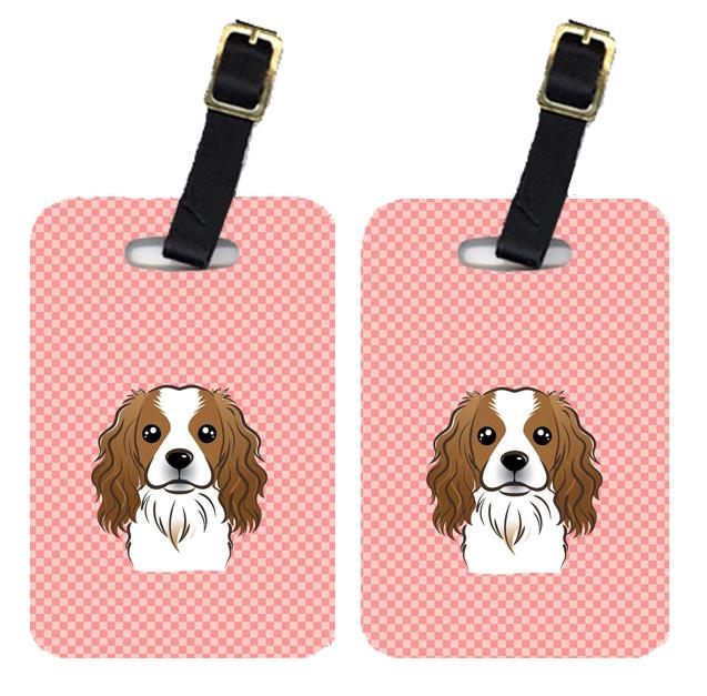 Pair of Checkerboard Pink Cavalier Spaniel Luggage Tags BB1224BT by Caroline's Treasures
