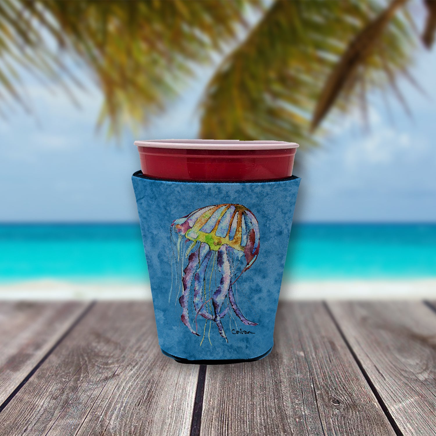 Jellyfish  Red Cup Beverage Insulator Hugger