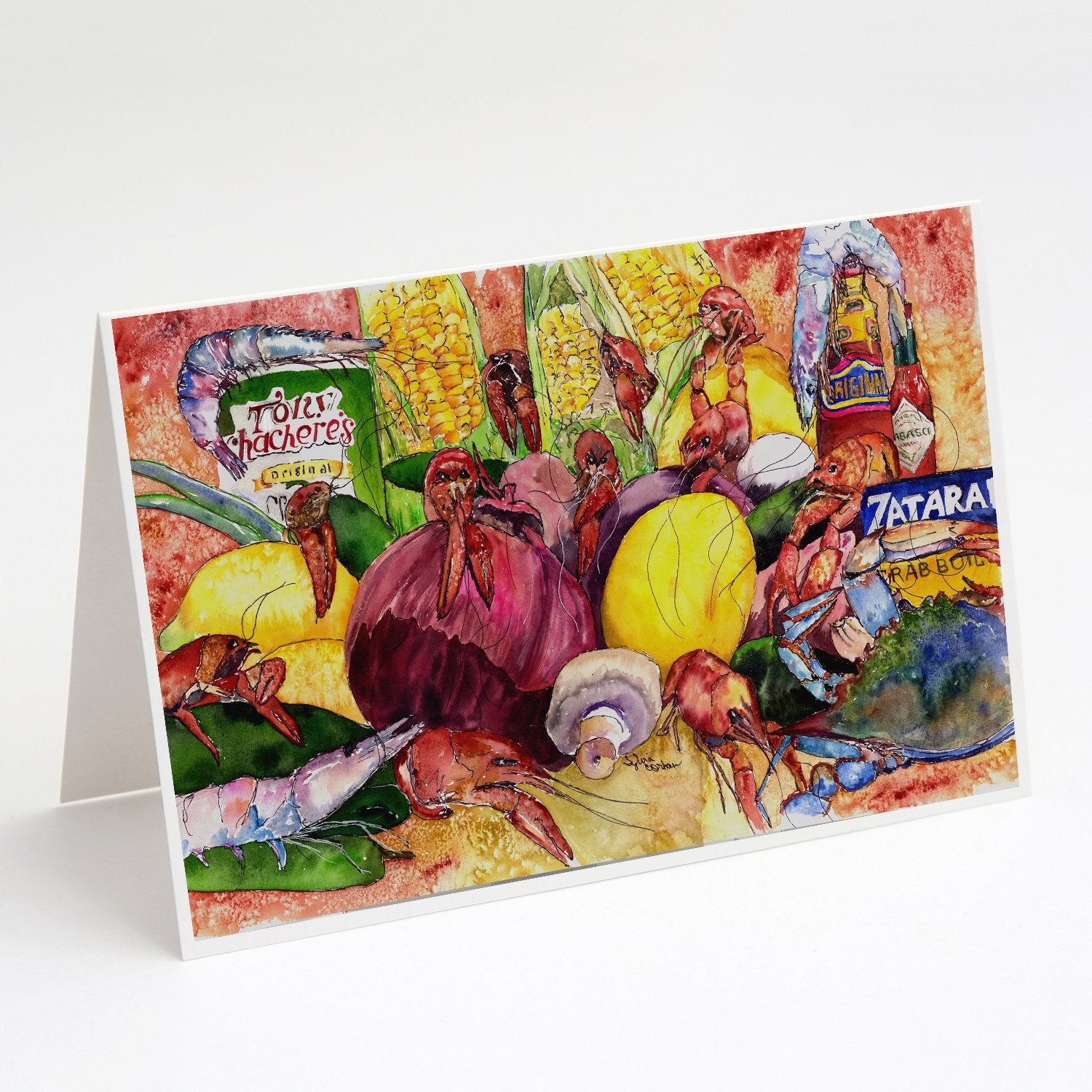 Buy this Crawfish with Spices and Corn Greeting Cards and Envelopes Pack of 8
