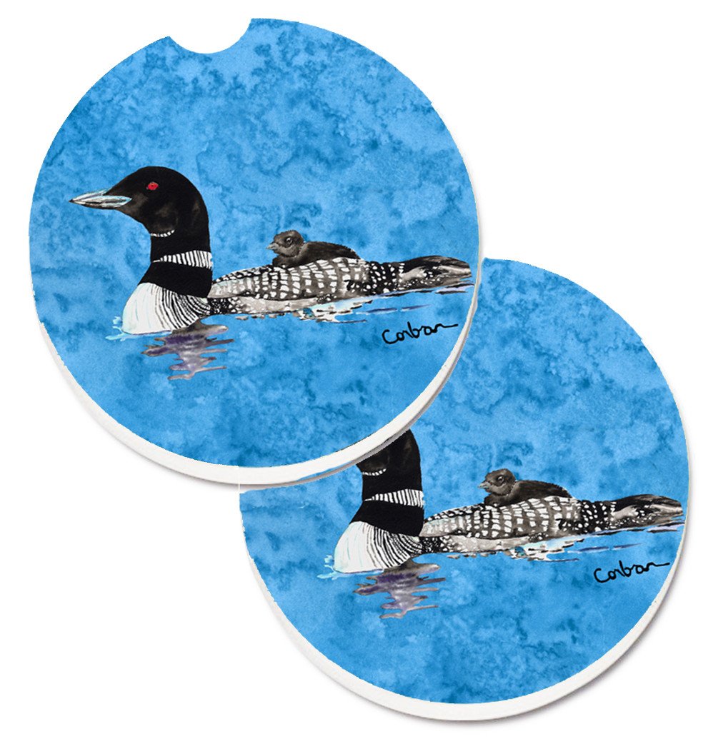 Momma and Baby Loon Set of 2 Cup Holder Car Coasters 8718CARC by Caroline's Treasures
