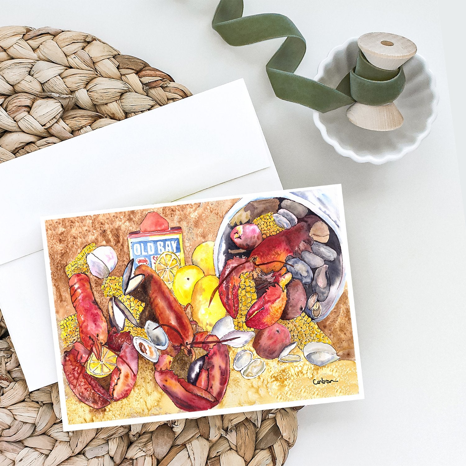 Lobster Lobster Bake with Old Bay Seasonings Greeting Cards and Envelopes Pack of 8 - the-store.com