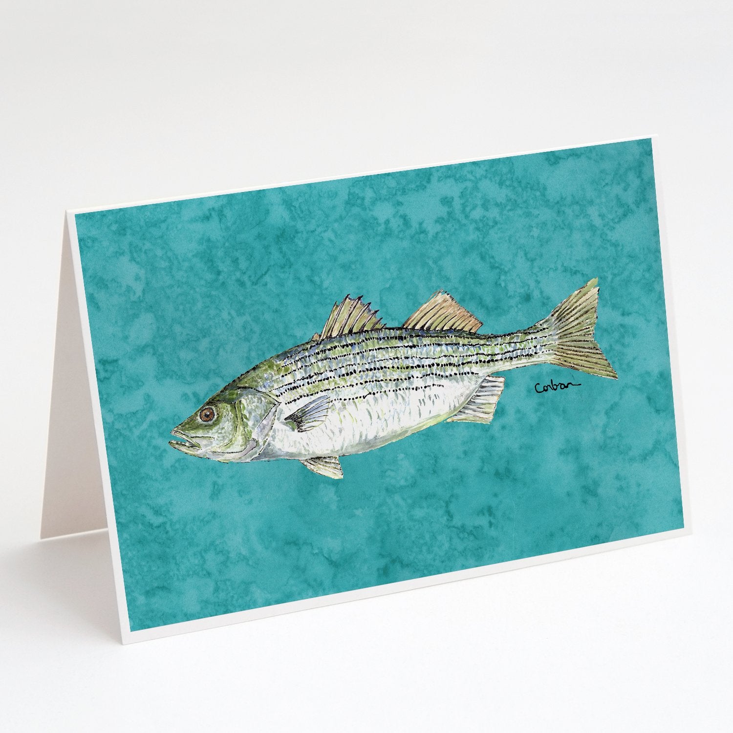 Buy this Striped Bass Fish Greeting Cards and Envelopes Pack of 8