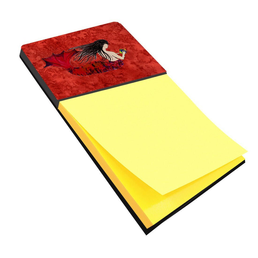 Black Haired Mermaid on Red Sticky Note Holder 8726SN by Caroline's Treasures