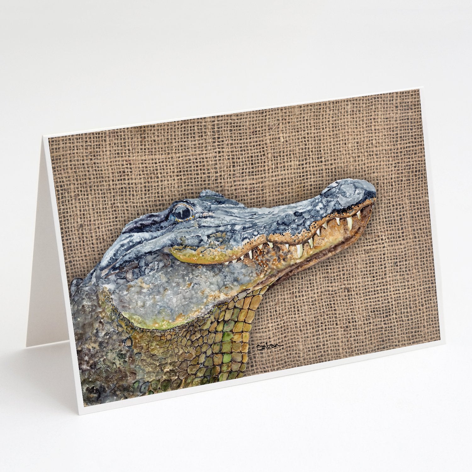 Buy this Alligator  on Faux Burlap Greeting Cards and Envelopes Pack of 8