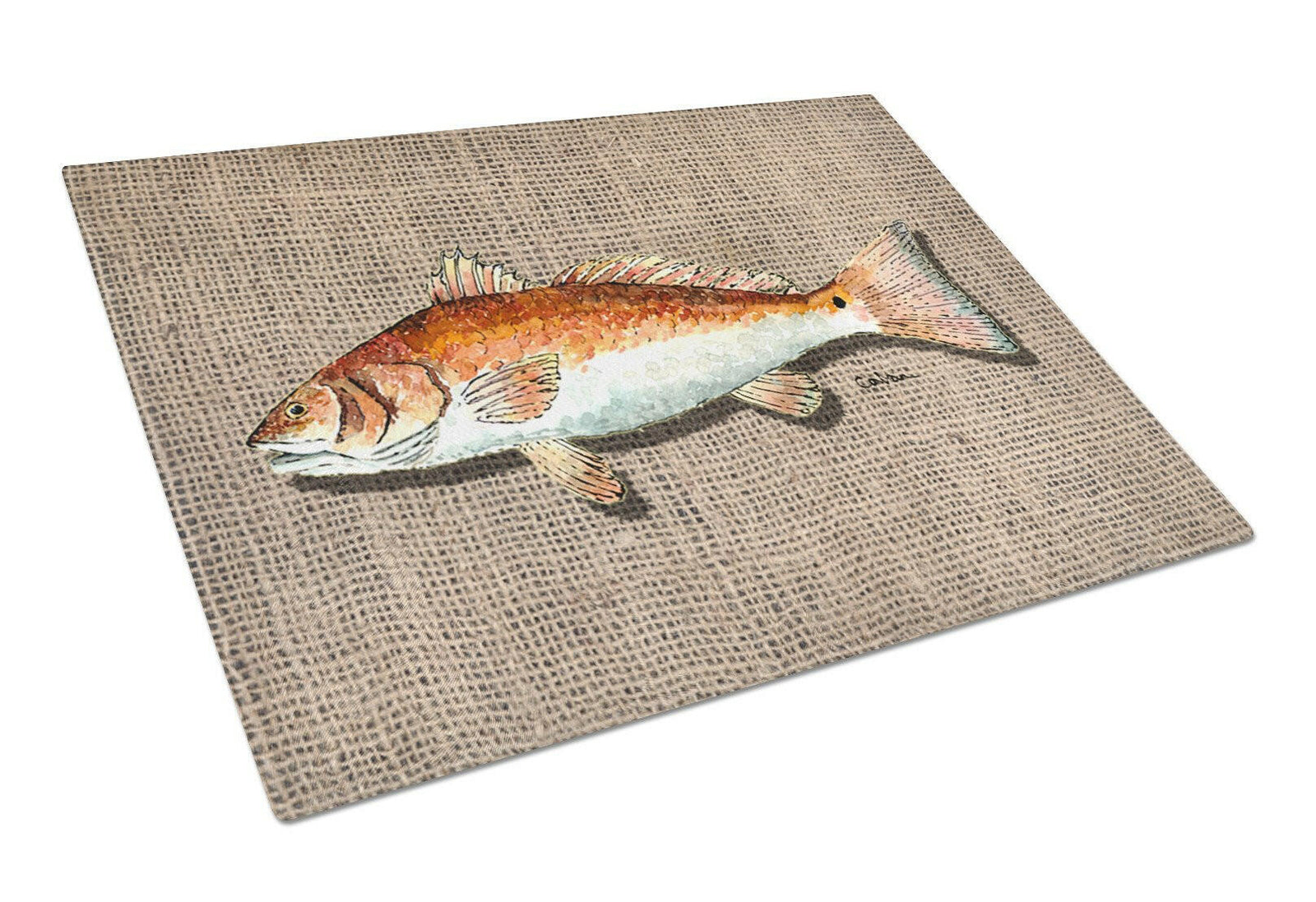 Fish Red Fish Glass Cutting Board Large by Caroline's Treasures
