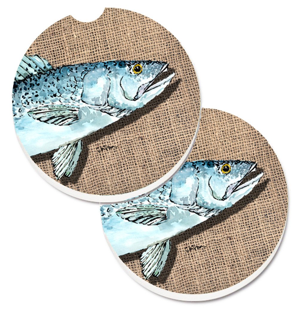 Fish Speckled Trout Set of 2 Cup Holder Car Coasters 8737CARC by Caroline's Treasures