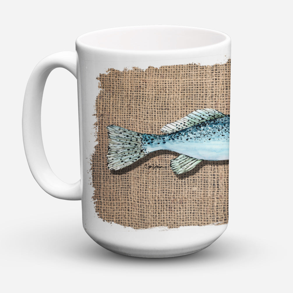 Fish Speckled Trout Dishwasher Safe Microwavable Ceramic Coffee Mug 15 ounce 8737CM15