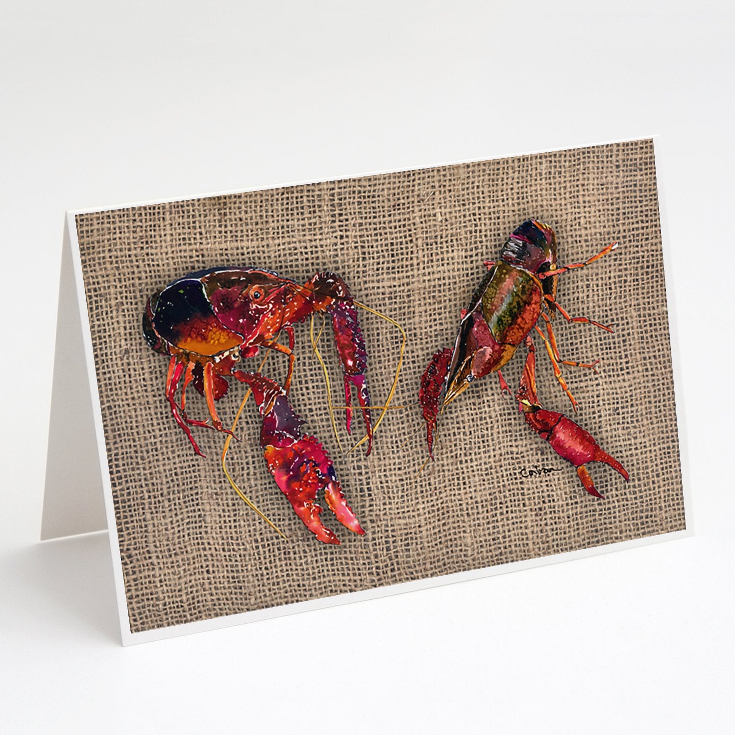 Buy this Crawfish  on Faux Burlap Greeting Cards and Envelopes Pack of 8