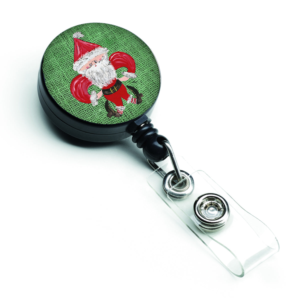 Christmas Santa Fleur de lis Retractable Badge Reel 8746BR