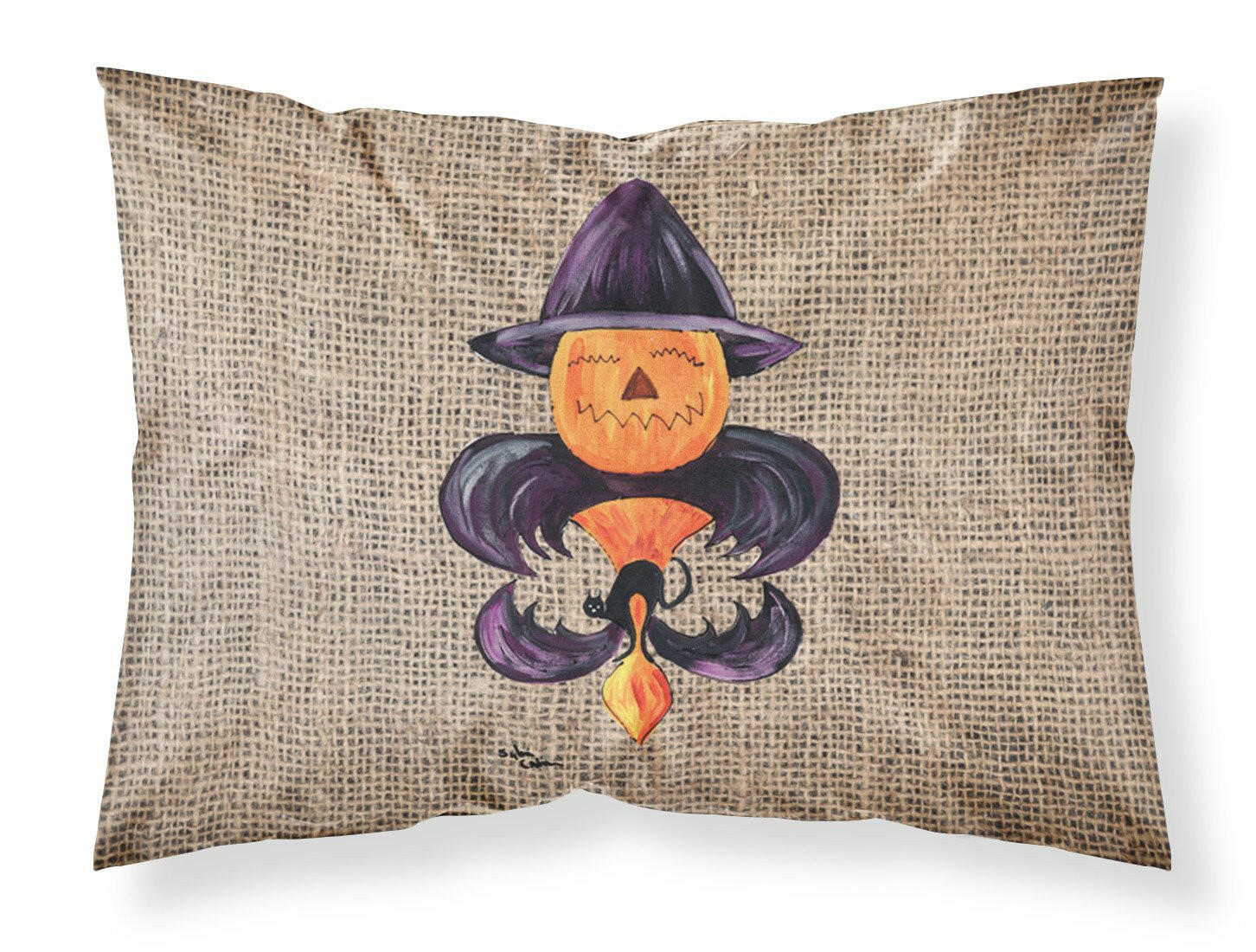 Halloween Pumpkin Bat Fleur de lis Moisture wicking Fabric standard pillowcase by Caroline's Treasures