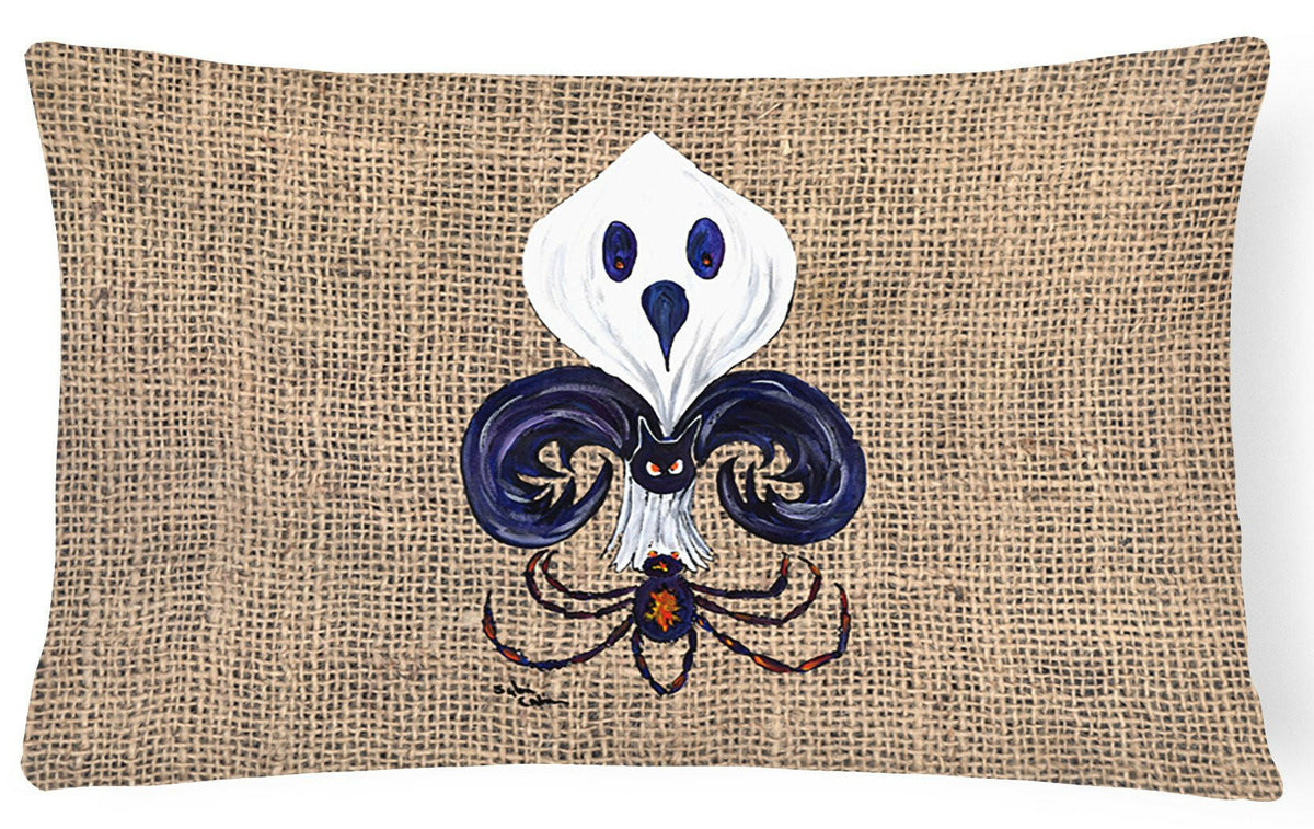 Halloween Ghost Spider Bat Fleur de lis Decorative   Canvas Fabric Pillow by Caroline&#39;s Treasures